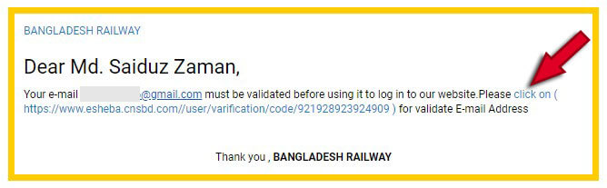 Bangladesh Railway e-ticket confirmation